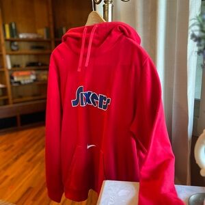 Sixers Nike Red Pullover Hoodie with Team Graphic